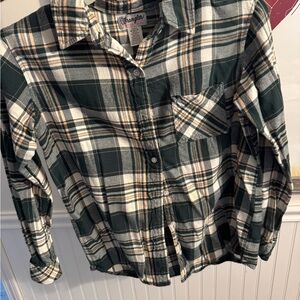 Wrangler Forest Green and Cream Plaid Shirt